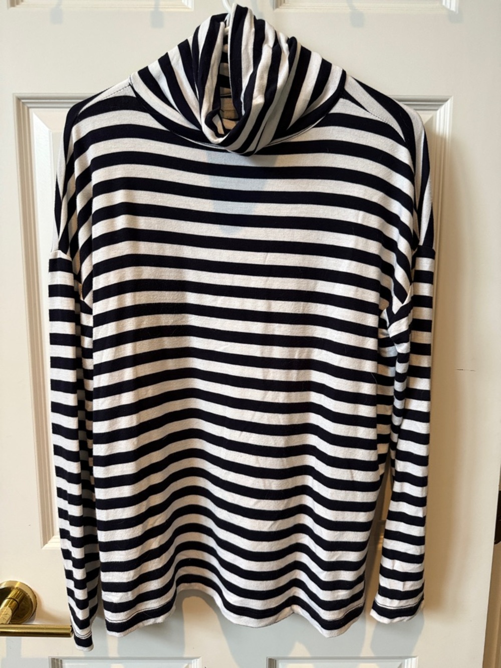 Lou & Grey Navy and White Striped Cowl Neck Sweater